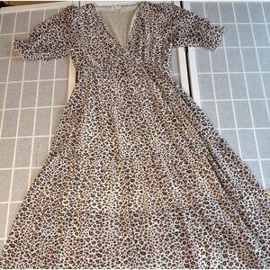 Jodifl Dress Women Sz Small Tiered Maxi Leopard Print Boho Flowy Festival Dress